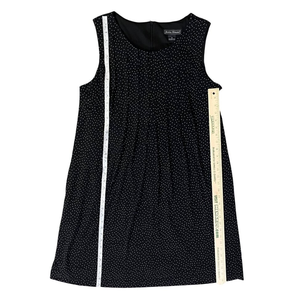 Jessica Howard Womens 14 Black Polka Dot Sleeveless Dress Used Lined - Picture 9 of 10
